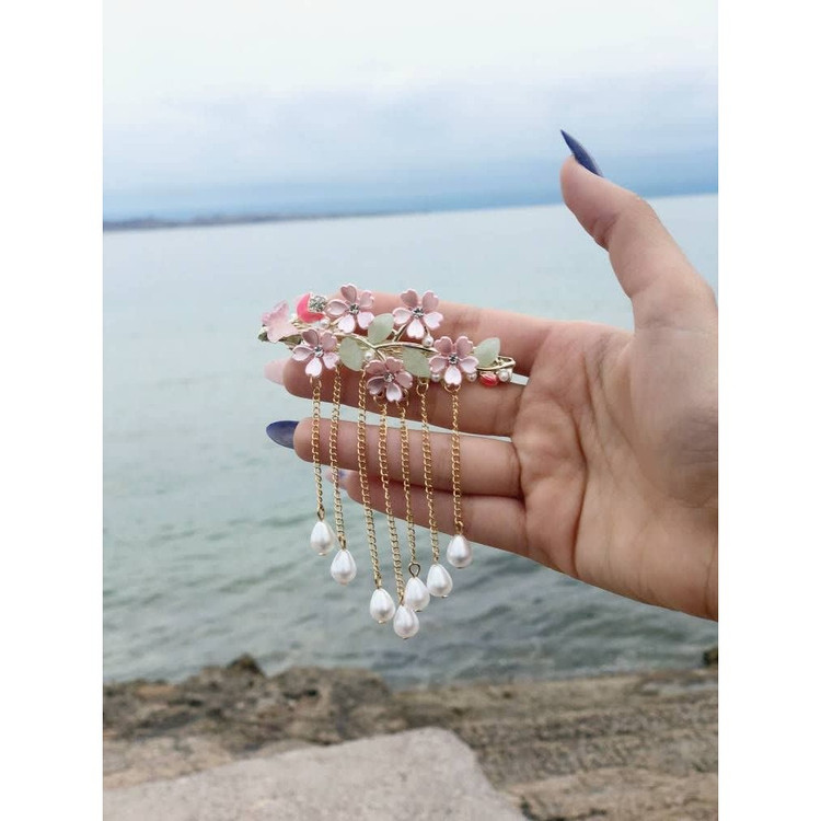 گیره فرانسوی شکوفه صورتی